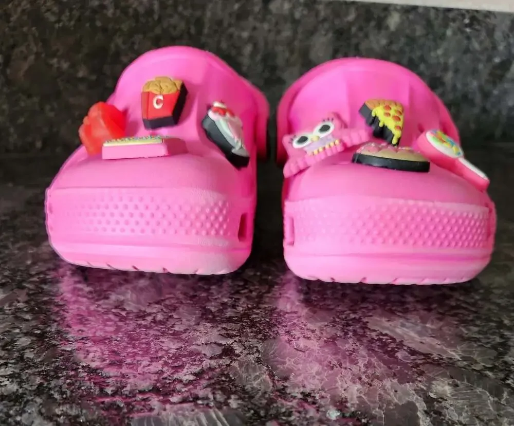 Crocs Classic Girls Pink Slip-On Clog Shoes Heel Strap  Little Kids Size  C7